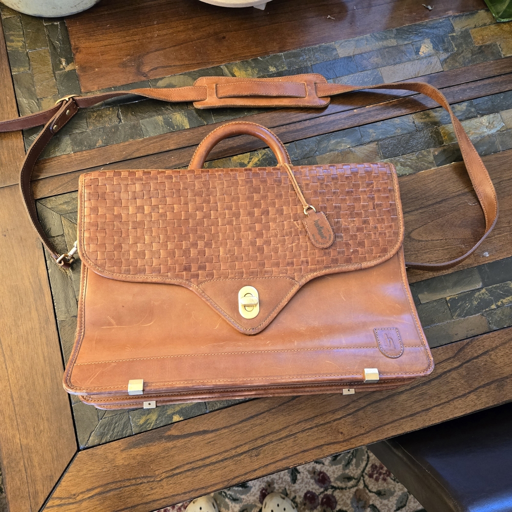 Vintage Hartmann By Lombardo - Woven Leather Briefcase Satchel